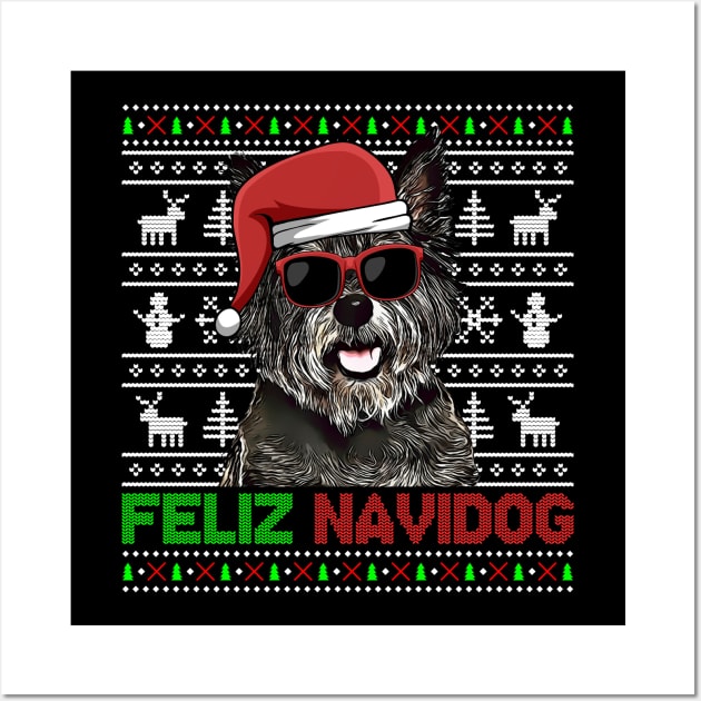 Cairn Terrier Dog Feliz Navidog Funny Christmas Wall Art by TheBeardComic